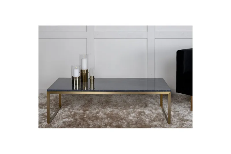 Sofabord Estelle Rektangulært 60x120 cm Marmor Grå / Messing - Grå / Messing - Møbler - Borde - Sofabord