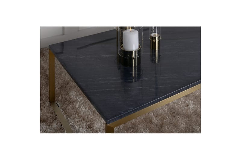 Sofabord Estelle Rektangulært 60x120 cm Marmor Grå / Messing - Grå / Messing - Møbler - Borde - Sofabord