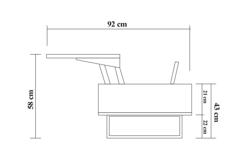 Estremoz Sofabord 120 cm med Opbevaring Rum - Mørkebrun/Sort - Sofabord