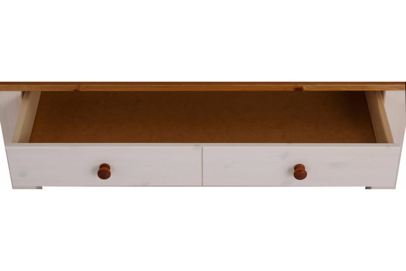 Evonne Sofabord 100 cm med Opbevaring 2 Skuffer + Hylde - Hvid/Brun - Sofabord