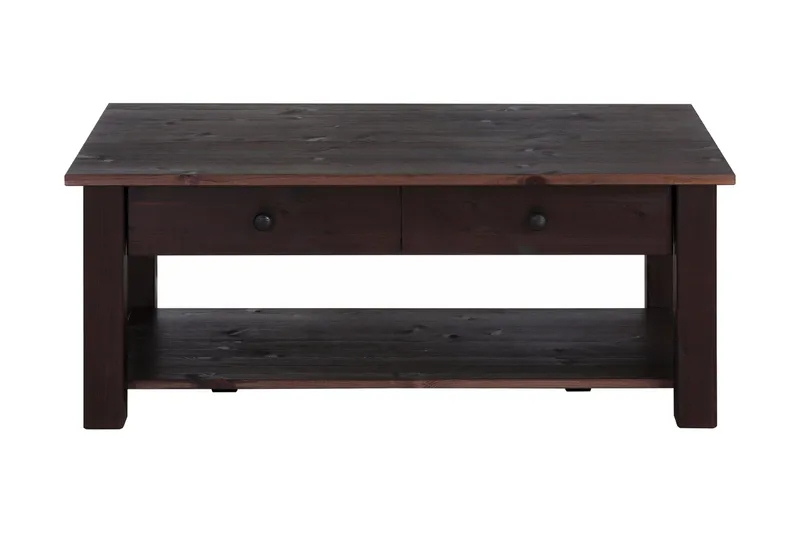 Evonne Sofabord 100 cm med Opbevaring 2 Skuffer + Hylde, Sort