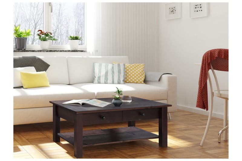 Evonne Sofabord 100 cm med Opbevaring 2 Skuffer + Hylde - Sort - Møbler - Borde - Sofabord