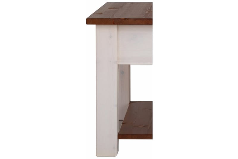Evonne Sofabord 100 cm med Opbevaring 2 Skuffer + Hylde - Hvid/Brun - Møbler - Borde - Sofabord