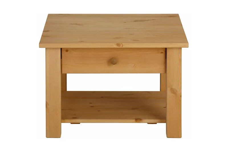 Evonne Sofabord 60 cm med Opbevaring Skuffe + Hylde, Brun