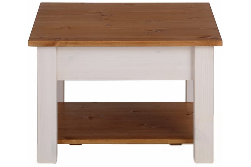 Evonne Sofabord 60 cm med Opbevaring Skuffe + Hylde - Hvid/Brun - Møbler - Borde - Sofabord