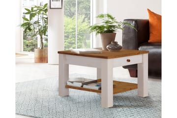 Evonne Sofabord 60 cm med Opbevaring Skuffe + Hylde - Hvid/Brun - Møbler - Borde - Sofabord
