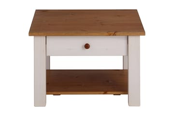 Evonne Sofabord 60 cm med Opbevaring Skuffe + Hylde - Hvid/Brun - Møbler - Borde - Sofabord