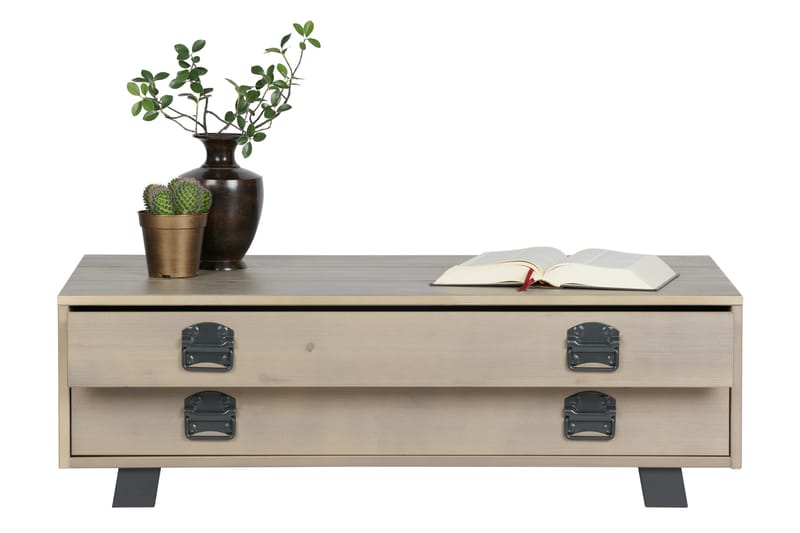 Factory Sofabord 110 cm med Opbevaring Skuffe - Beige/Grå - Møbler - Borde - Sofabord