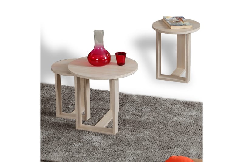 Falan Indskudsbord 52 cm Rundt 3 Bord - Lysebrun - Møbler - Borde - Sofabord