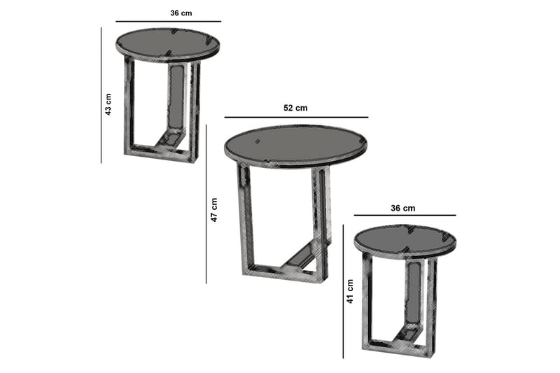 Falan Indskudsbord 52 cm Rundt 3 Bord - Lysebrun - Sofabord - Indskudsborde