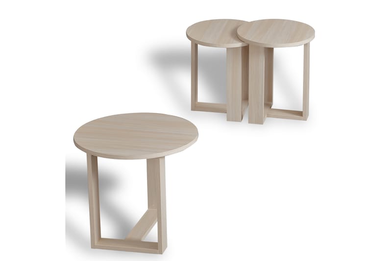 Falan Indskudsbord 52 cm Rundt 3 Bord - Lysebrun - Møbler - Borde - Sofabord
