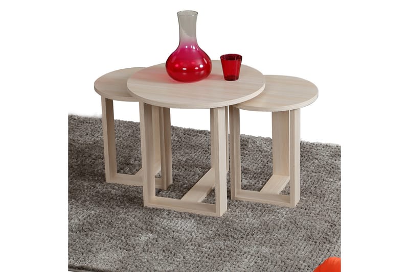 Falan Indskudsbord 52 cm Rundt 3 Bord - Lysebrun - Møbler - Borde - Sofabord