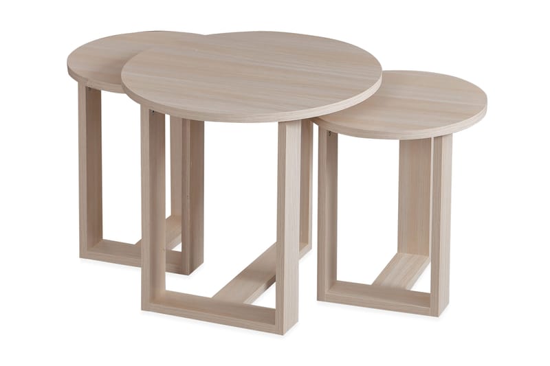 Falan Indskudsbord 52 cm Rundt 3 Bord, Lysebrun