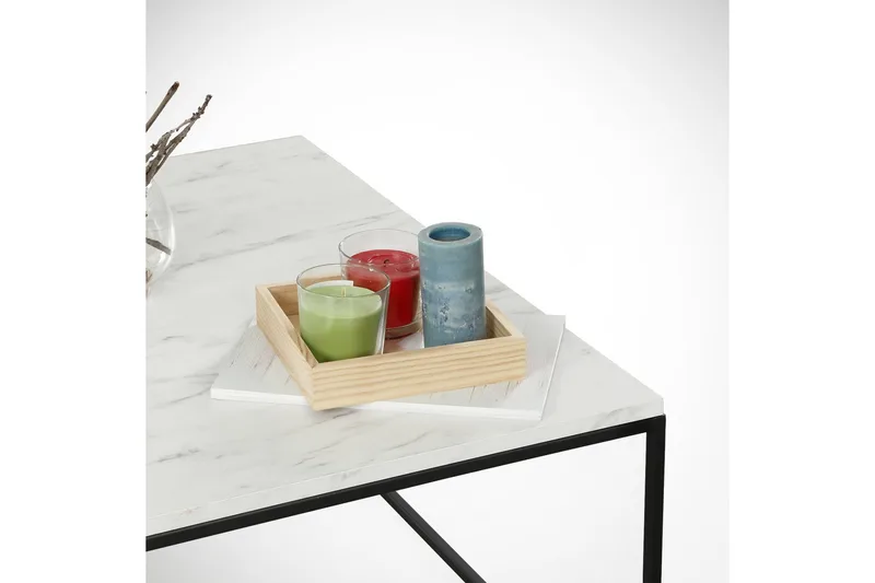 Falan Sofabord 75 cm Marmormønster - Hvid/Sort - Møbler - Borde - Sofabord