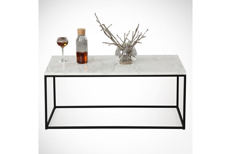 Falan Sofabord 95 cm Marmormønster - Hvid/Sort - Møbler - Borde - Sofabord