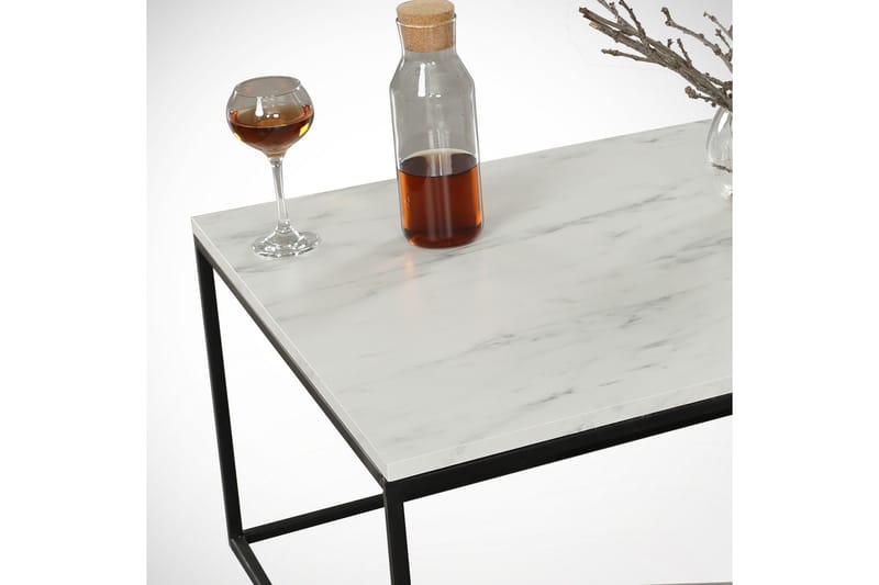 Falan Sofabord 95 cm Marmormønster - Hvid/Sort - Møbler - Borde - Sofabord