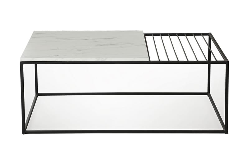 Falan Sofabord 95 cm Marmormønster Ribber - Hvid/Sort - Møbler - Borde - Sofabord