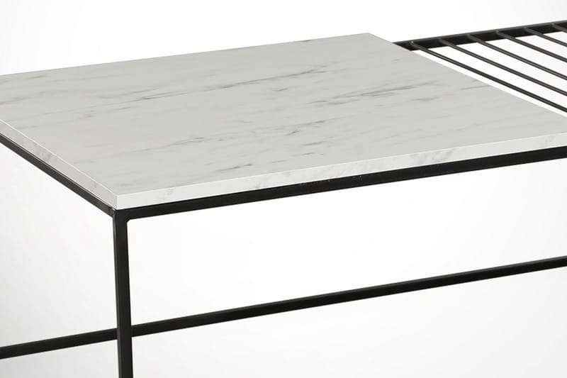 Falan Sofabord 95 cm Marmormønster Ribber - Hvid/Sort - Møbler - Borde - Sofabord