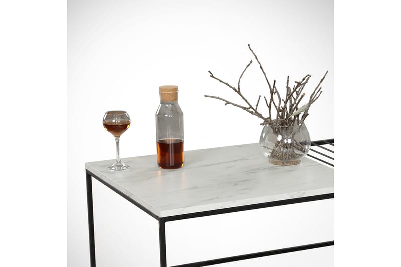 Falan Sofabord 95 cm Marmormønster Ribber - Hvid/Sort - Møbler - Borde - Sofabord