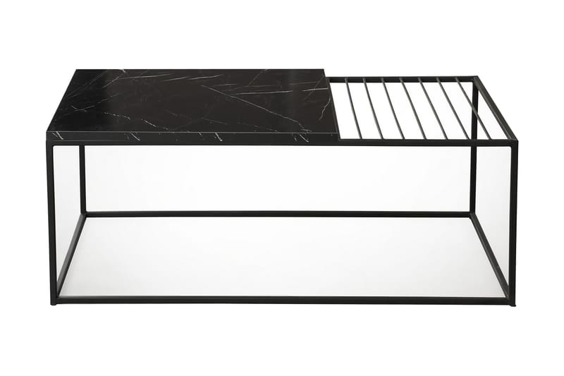 Falan Sofabord 95 cm Marmormønster Ribber - Sort - Møbler - Borde - Sofabord
