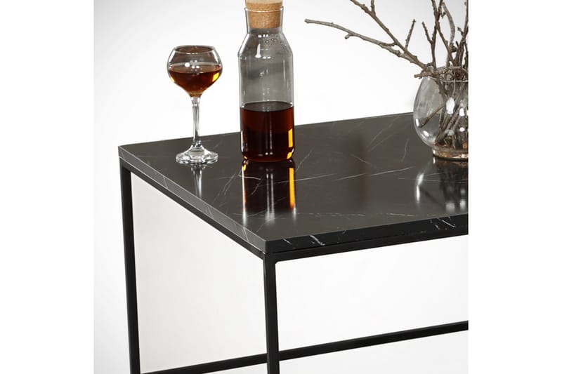 Falan Sofabord 95 cm Marmormønster Ribber - Sort - Møbler - Borde - Sofabord