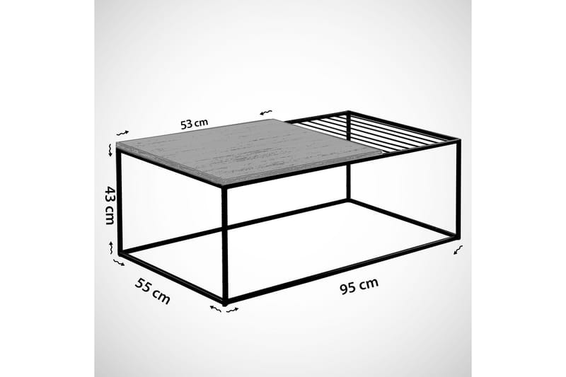 Falan Sofabord 95 cm Marmormønster Ribber - Sort - Sofabord