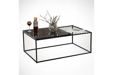 Falan Sofabord 95 cm Marmormønster Ribber - Sort - Møbler - Borde - Sofabord
