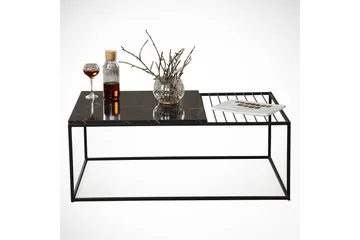 Falan Sofabord 95 cm Marmormønster Ribber - Sort - Møbler - Borde - Sofabord
