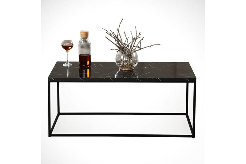 Falan Sofabord 95 cm Marmormønster - Sort - Møbler - Borde - Sofabord