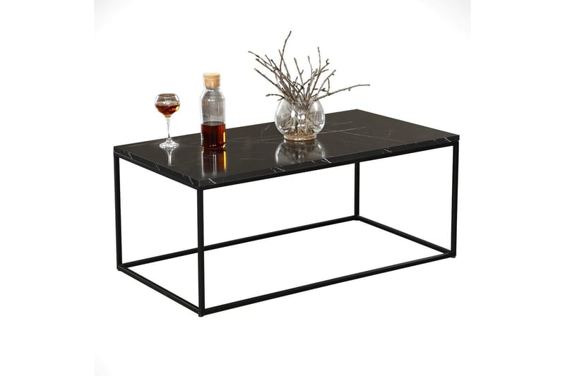 Falan Sofabord 95 cm Marmormønster - Sort - Møbler - Borde - Sofabord