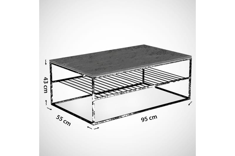 Falan Sofabord 95 cm med Hylder Ribber - Brun/Sort - Sofabord