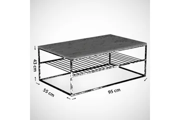 Falan Sofabord 95 cm med Hylder Ribber - Brun/Sort - Møbler - Borde - Sofabord
