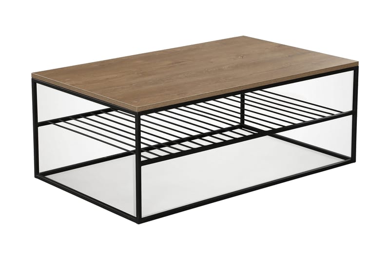 Falan Sofabord 95 cm med Hylder Ribber - Brun/Sort - Møbler - Borde - Sofabord