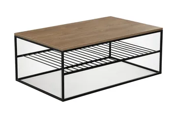 Falan Sofabord 95 cm med Hylder Ribber - Brun/Sort - Møbler - Borde - Sofabord