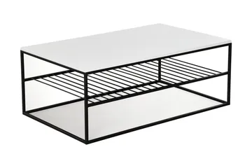 Falan Sofabord 95 cm med Opbevaring Hylder Ribber - Hvid/Sort - Møbler - Borde - Sofabord