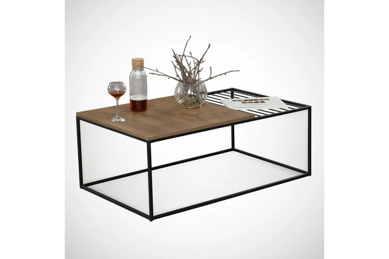 Falan Sofabord 95 cm Ribber - Brun/Sort - Møbler - Borde - Sofabord