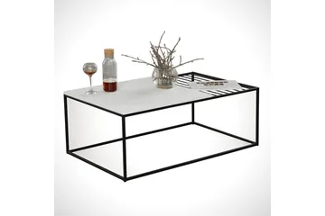 Falan Sofabord 95 cm Ribber - Hvid/Sort - Møbler - Borde - Sofabord