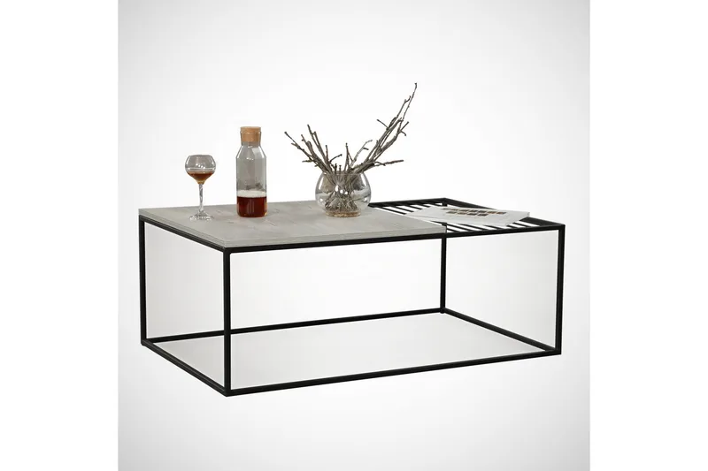 Falan Sofabord 95 cm Ribber - Natur/Sort - Møbler - Borde - Sofabord