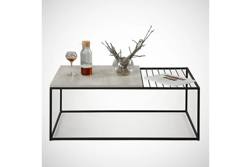 Falan Sofabord 95 cm Ribber - Natur/Sort - Møbler - Borde - Sofabord