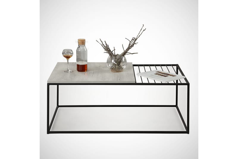 Falan Sofabord 95 cm Ribber - Natur/Sort - Møbler - Borde - Sofabord