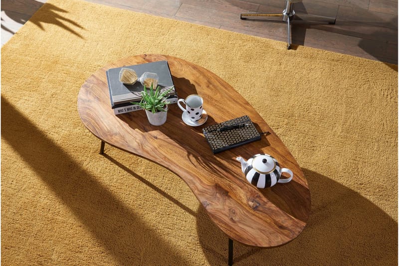 Fanks Sofabord 122 cm Nyreformet - Massivt Træ/Sort - Møbler - Borde - Sofabord