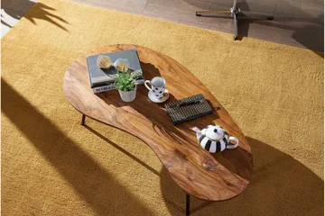 Fanks Sofabord 122 cm Nyreformet - Massivt Træ/Sort - Møbler - Borde - Sofabord