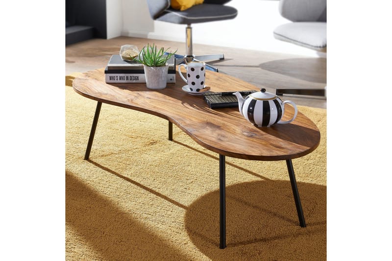 Fanks Sofabord 122 cm Nyreformet - Massivt Træ/Sort - Møbler - Borde - Sofabord