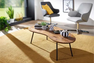 Fanks Sofabord 122 cm Nyreformet - Massivt Træ/Sort - Møbler - Borde - Sofabord