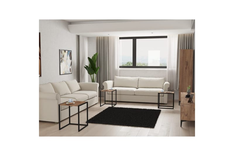 Fayen Sæt borde 34 cm - Sort/Natur - Møbler - Borde - Sofabord - Kistebord