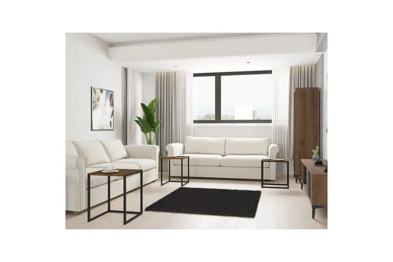 Fayen Sæt borde 34 cm - Sort/Valnød - Møbler - Borde - Sofabord - Kistebord