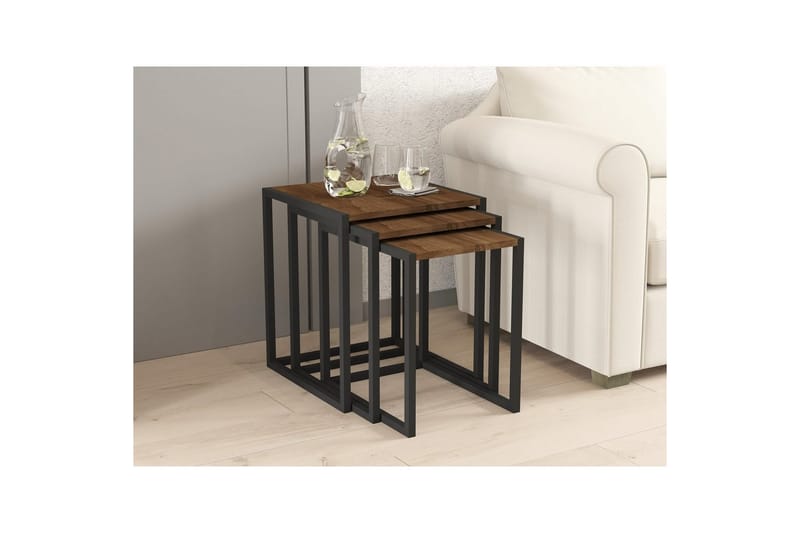 Fayen Sæt borde 34 cm - Sort/Valnød - Møbler - Borde - Sofabord - Kistebord