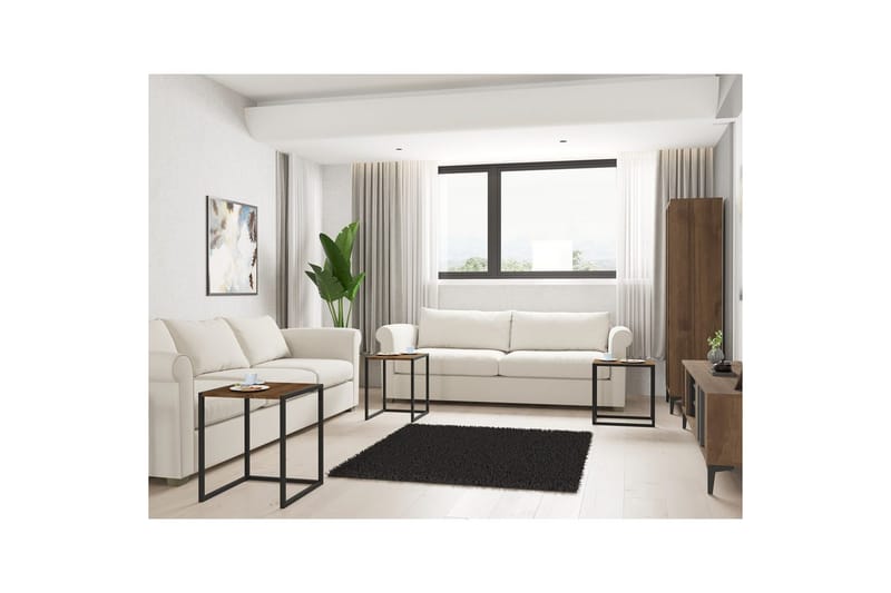 Fayen Sæt borde 34 cm - Sort/Valnød - Møbler - Borde - Sofabord - Kistebord