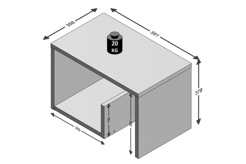 FMD sofabord 2-i-1 59,1 x 35,8 x 37,8 cm hvid - Hvid - Møbler - Borde - Sofabord