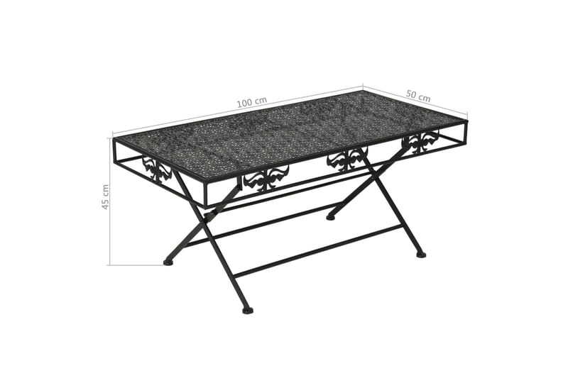 Foldbart Sofabord I Vintagestil Metal 100 X 50 X 45 Cm Sort - Sort - Møbler - Borde - Sofabord